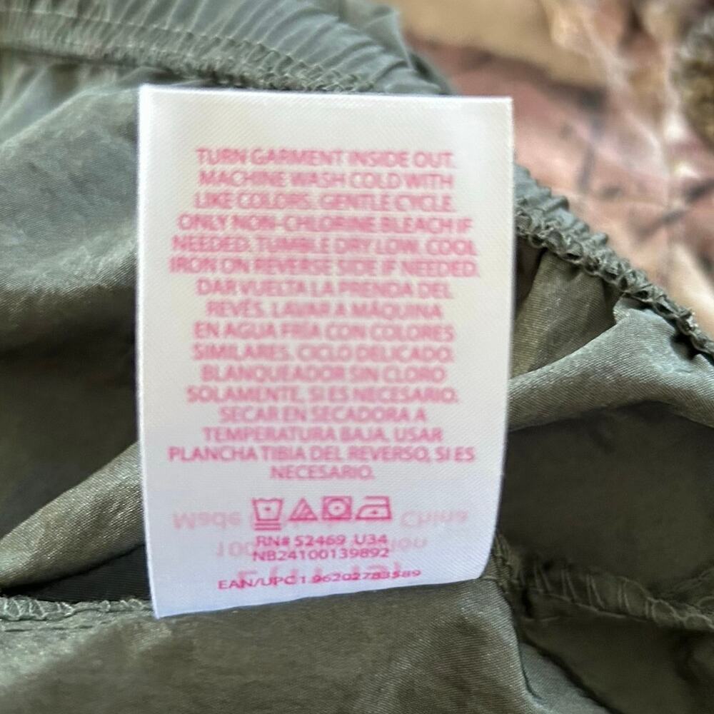 Utility Nylon Zip Front Vest Top Olive Green Cropped Drawstring Hem Womens L Y2K - Picture 8 of 8
